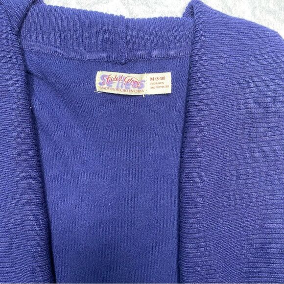 Vintage FADED GLORY Cardigan Sweater Open Front 3/4 Sleeve Womens M Navy Blue - Picture 8 of 11